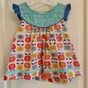 Matilda Jane Size 6 Lucia Shabby top pink blue apples